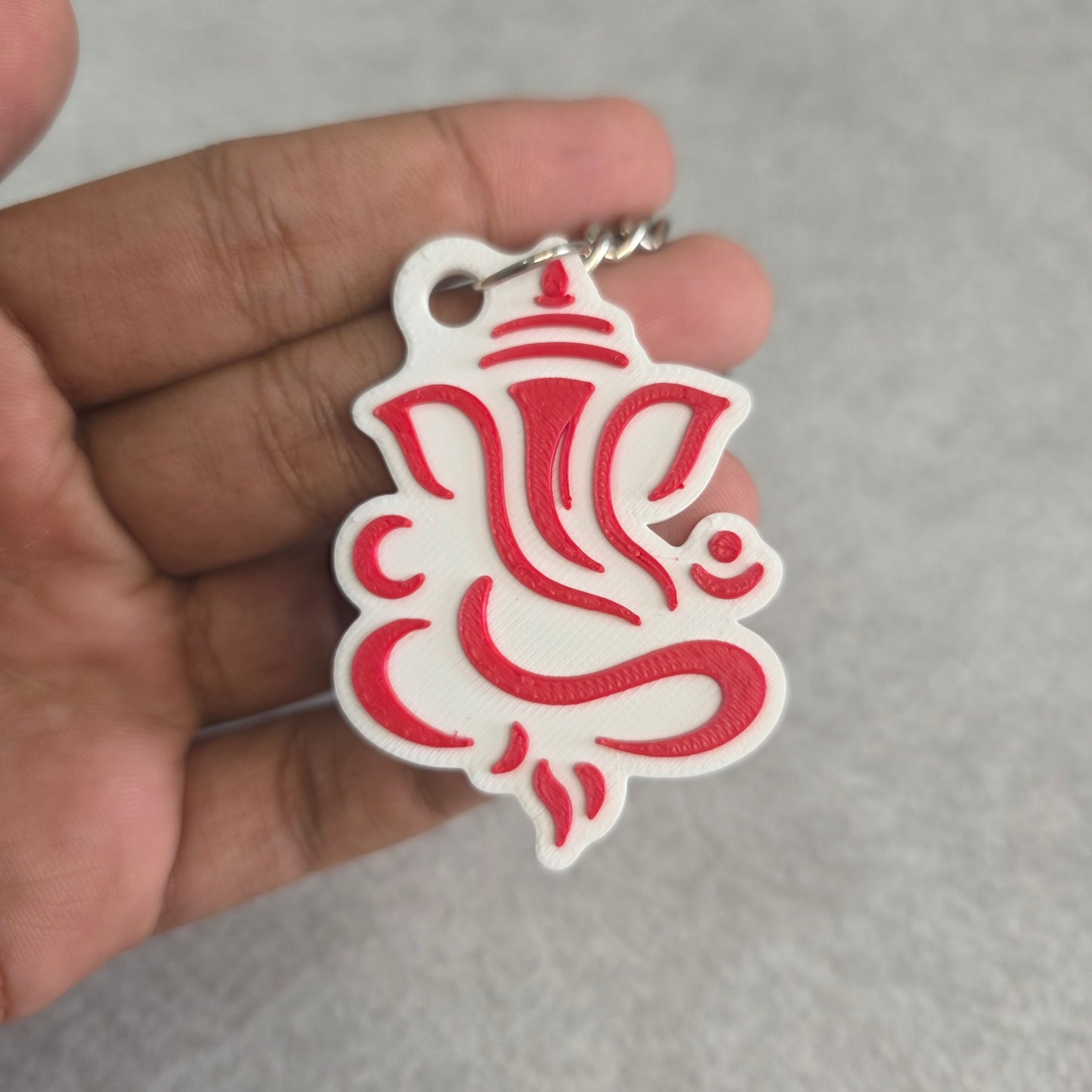 Brush Stroked Lord Ganesh Keychain | Two Tone Hindu God Ganpati Key Ring