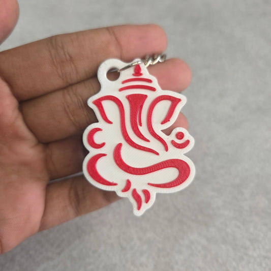 Brush Stroked Lord Ganesh Keychain | Two Tone Hindu God Ganpati Key Ring
