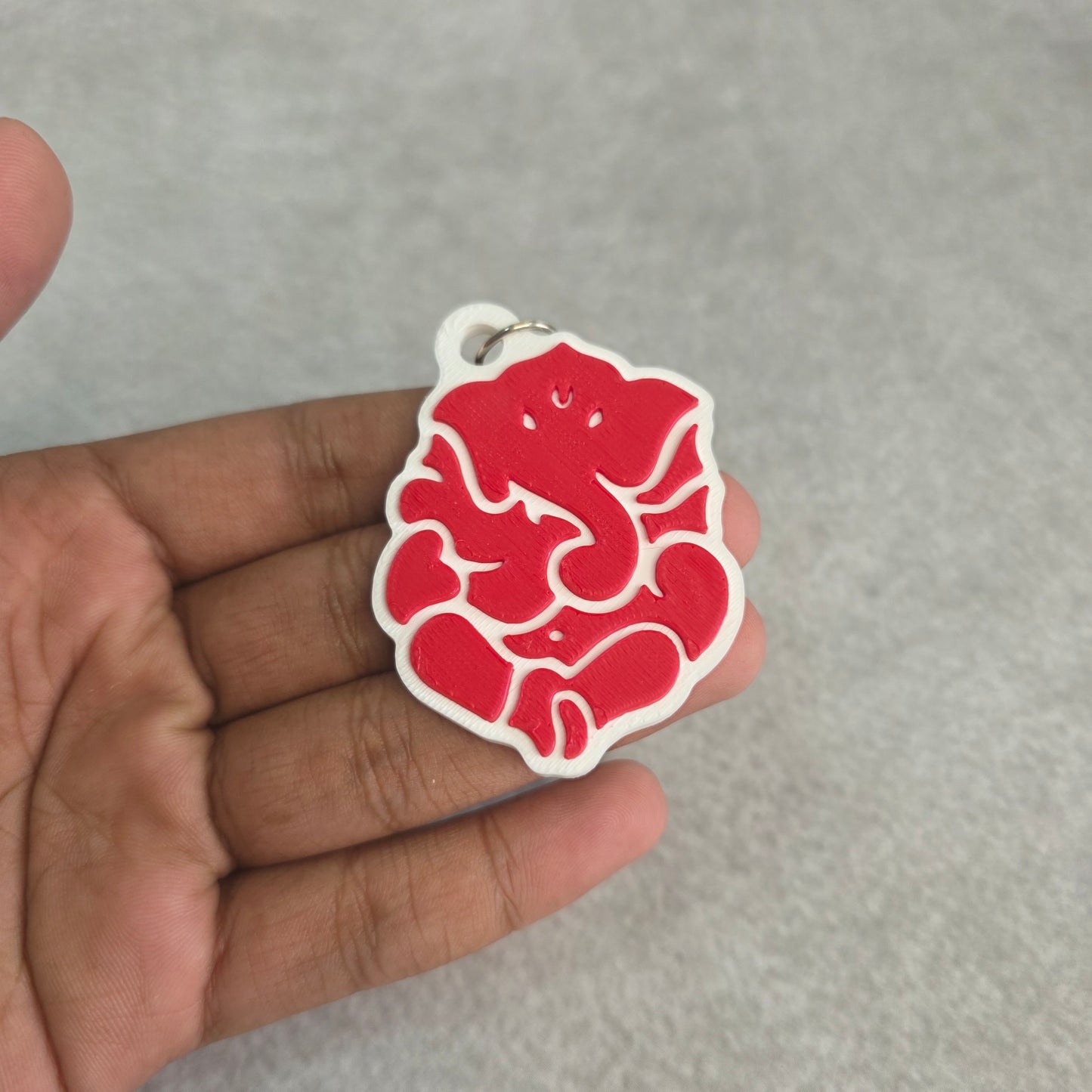 Leaf Crown Lord Ganesh Keychain | Two Tone Hindu God Ganpati Key Ring