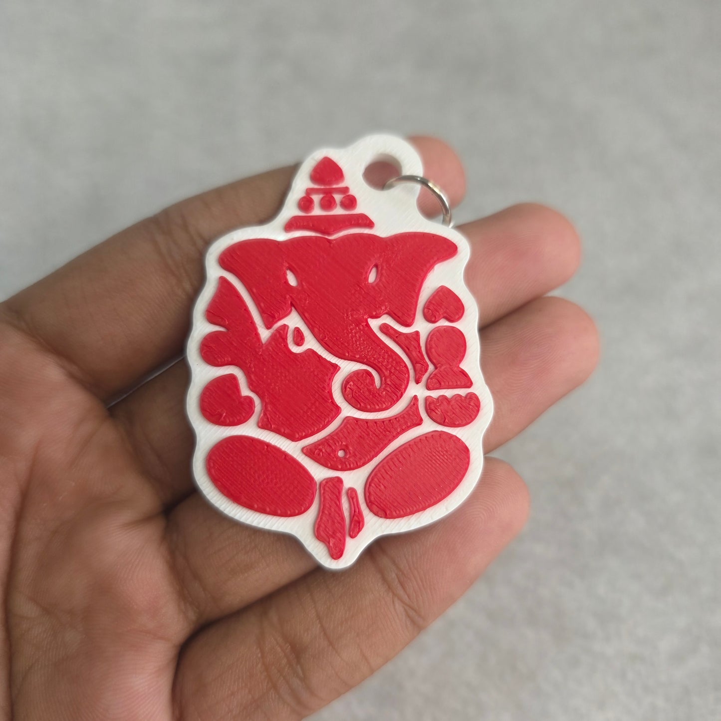 Dotted Crown Lord Ganesh Keychain | Two Tone Hindu God Ganpati Key Ring