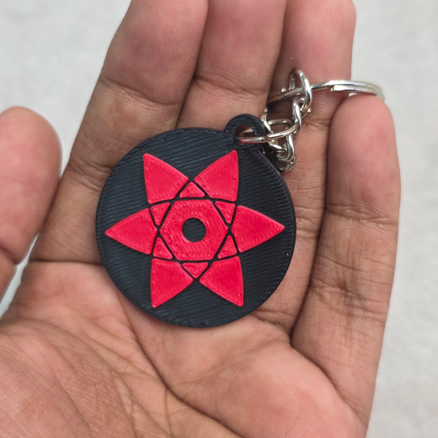 Sasuke Uchiha Mangekyou Sharingan Keychain | Two Tone Naruto Keyring
