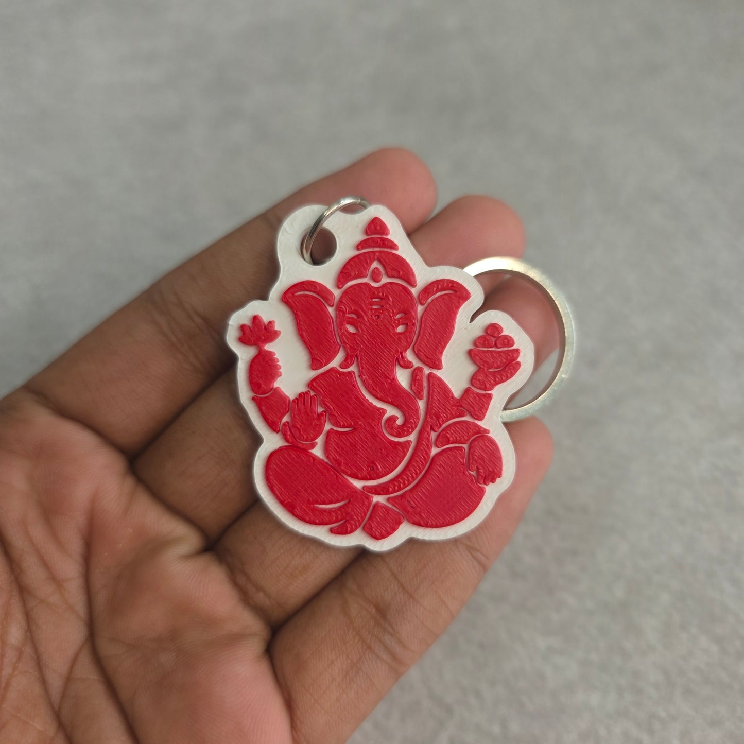 Lotus and Modak Lord Ganesh Keychain | Two Tone Hindu God Ganpati Key Ring