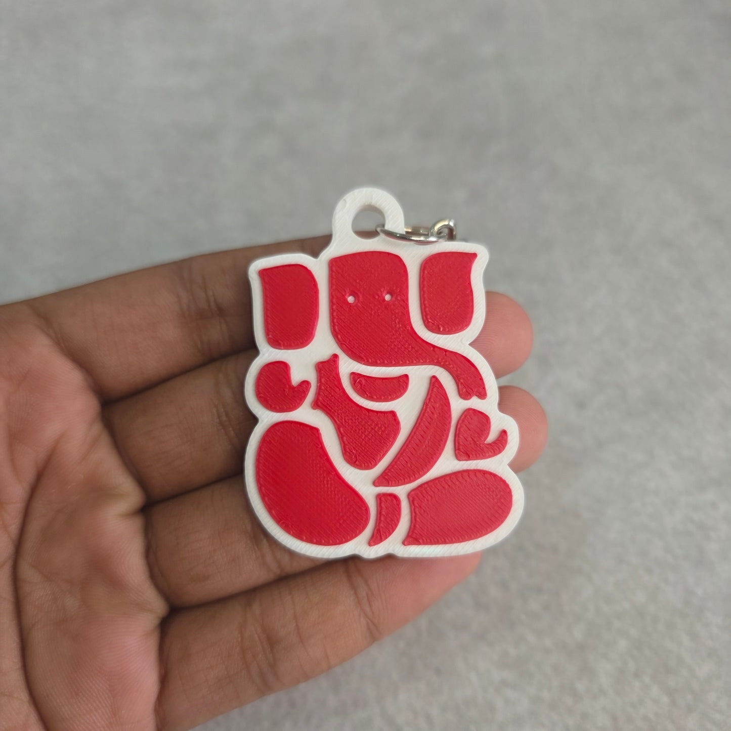 Bold Block Lord Ganesh Keychain | Two Tone Hindu God Ganpati Key Ring
