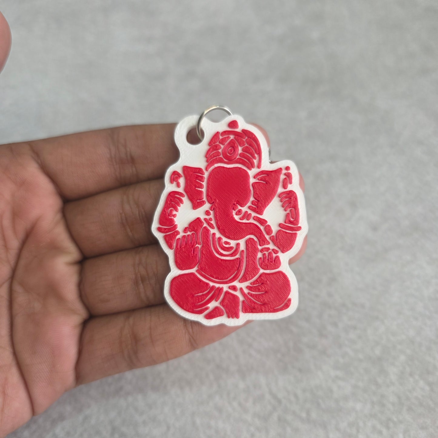Fan Crown Lord Ganesh Keychain | Two Tone Hindu God Ganpati Key Ring