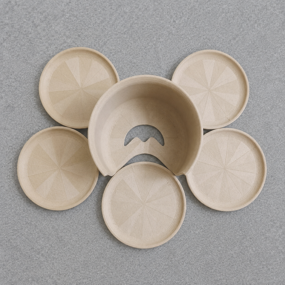 Wooden Coaster Set of 5 with Rack – Natural Look, Durable & Stylish