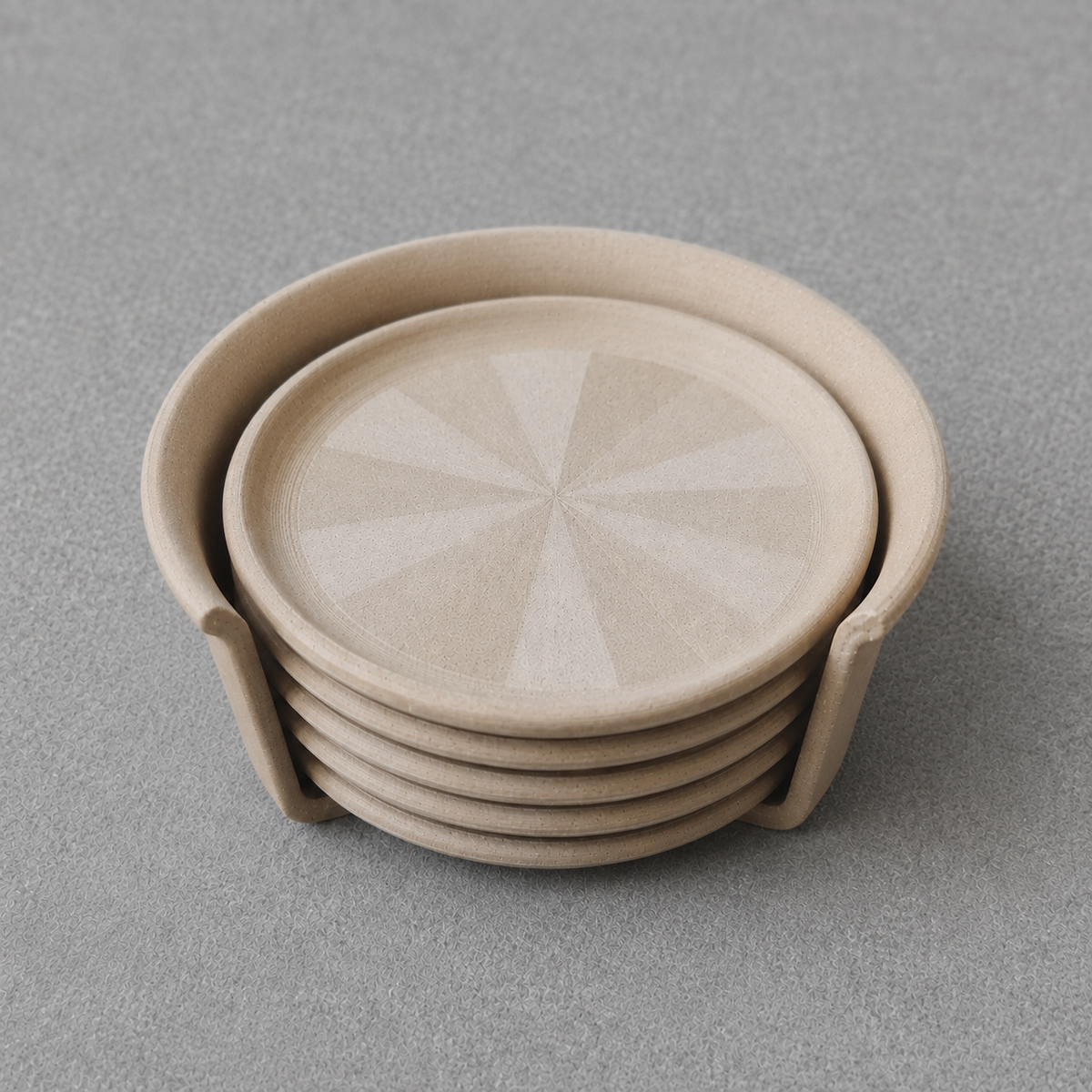 Wooden Coaster Set of 5 with Rack – Natural Look, Durable & Stylish