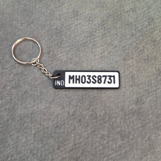 Four Wheeler Number Plate Keychain | Single Line Number Plate Key Ring