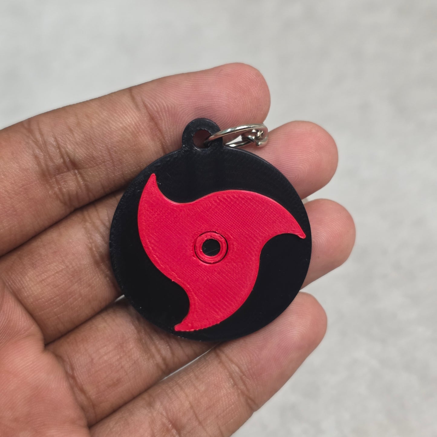 Naka Uchiha Mangekyou Sharingan Keychain | Two Tone Naruto Keyring