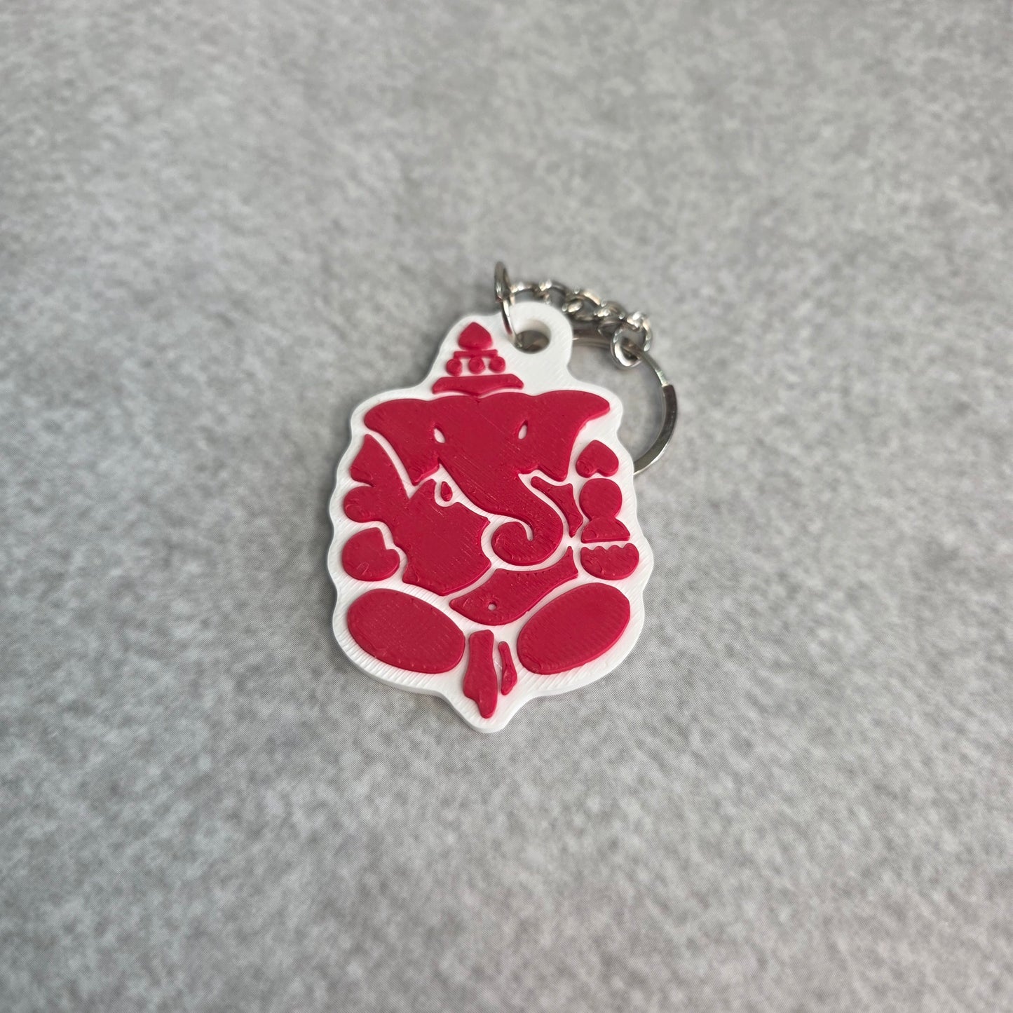 Dotted Crown Lord Ganesh Keychain | Two Tone Hindu God Ganpati Key Ring