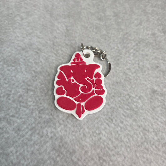 Dotted Crown Lord Ganesh Keychain | Two Tone Hindu God Ganpati Key Ring