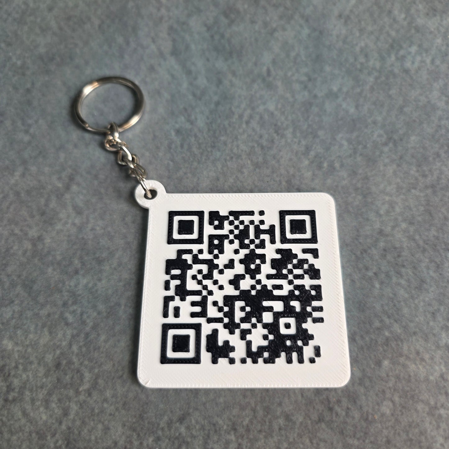 Two-Tone Custom QR Code Keychain | Scannable Square Keyring