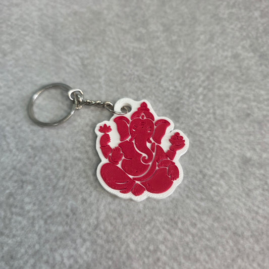 Lotus and Modak Lord Ganesh Keychain | Two Tone Hindu God Ganpati Key Ring