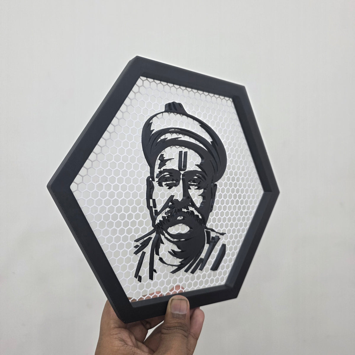 Lokmanya Tilak Threaded Net Frame | Hexagonal Bal Gangadhar Tilak Wall Art