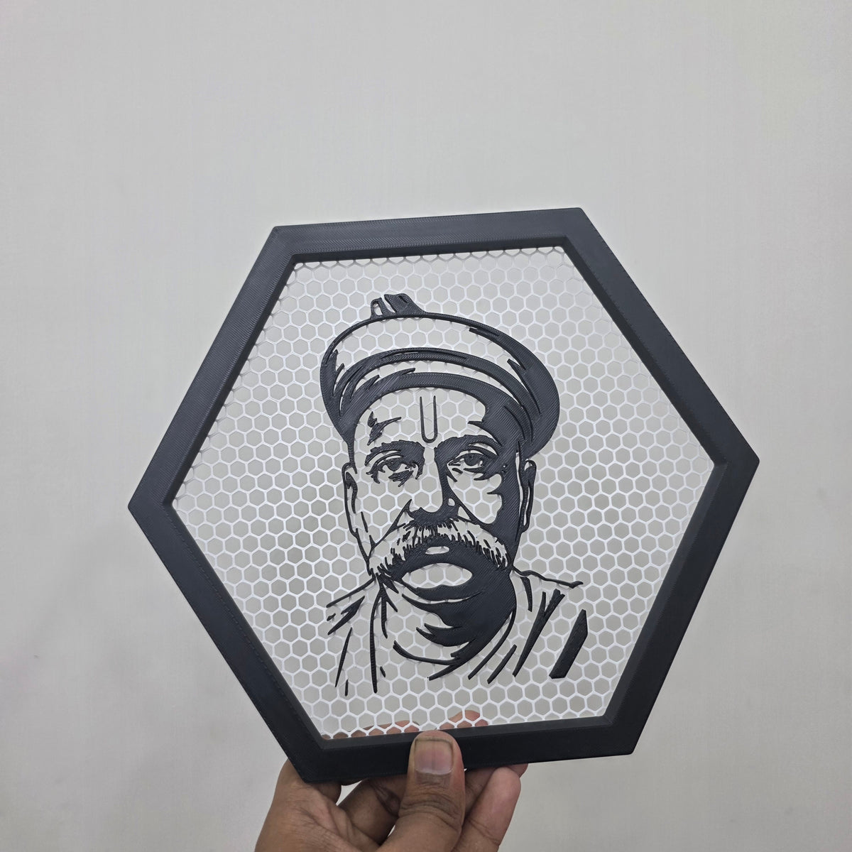 Lokmanya Tilak Threaded Net Frame | Hexagonal Bal Gangadhar Tilak Wall Art