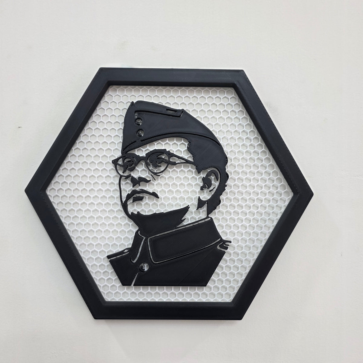 Netaji Subhash Chandra Bose Hexagonal Net Frame | Hexagonal Wall Art