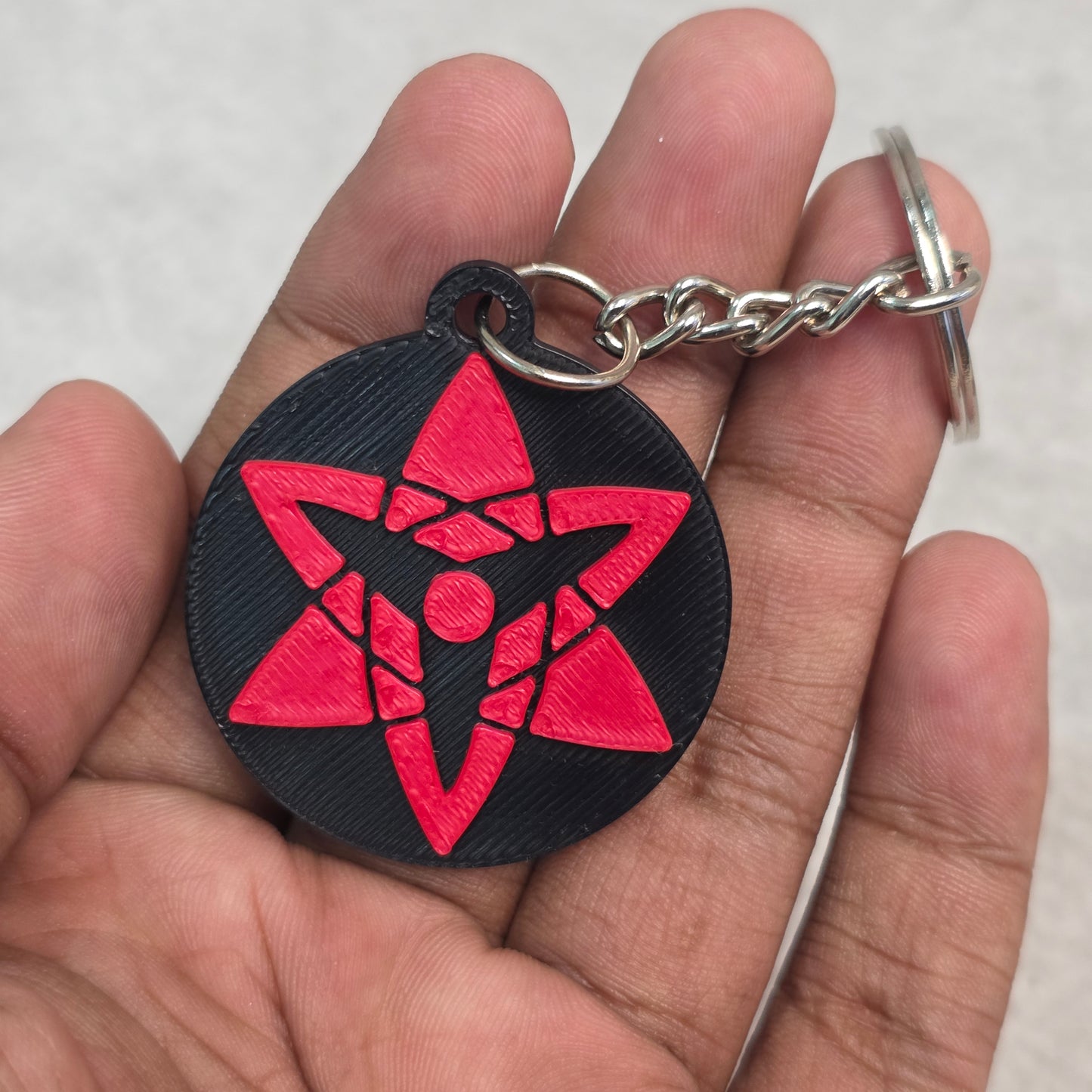 Sasuke Uchiha Eternal Mangekyou Sharingan Keychain | Two Tone Naruto Keyring