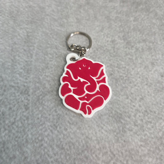 Leaf Crown Lord Ganesh Keychain | Two Tone Hindu God Ganpati Key Ring