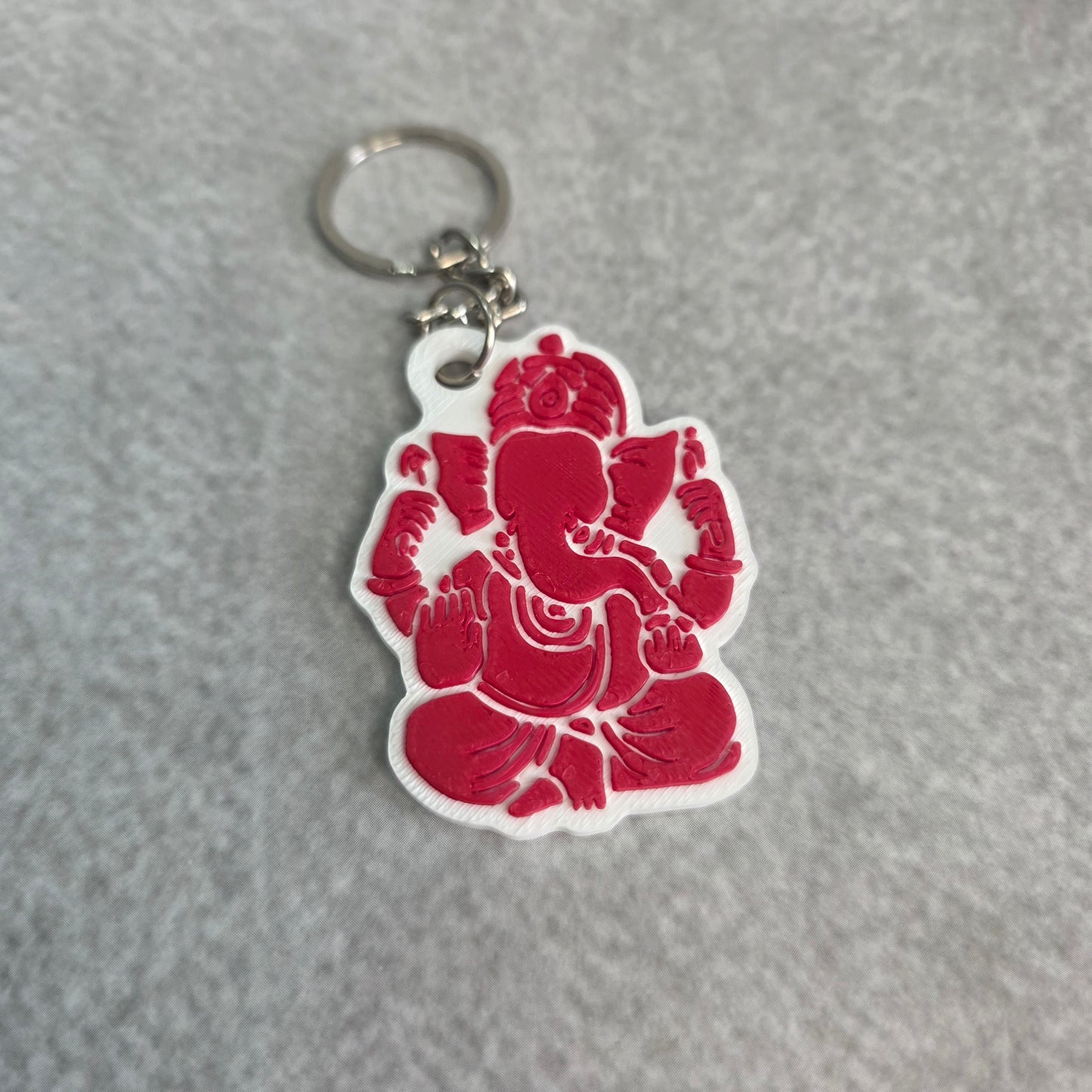Fan Crown Lord Ganesh Keychain | Two Tone Hindu God Ganpati Key Ring