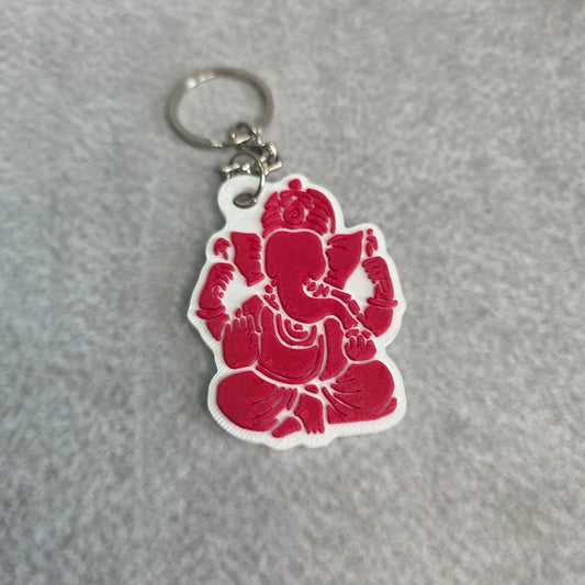 Fan Crown Lord Ganesh Keychain | Two Tone Hindu God Ganpati Key Ring