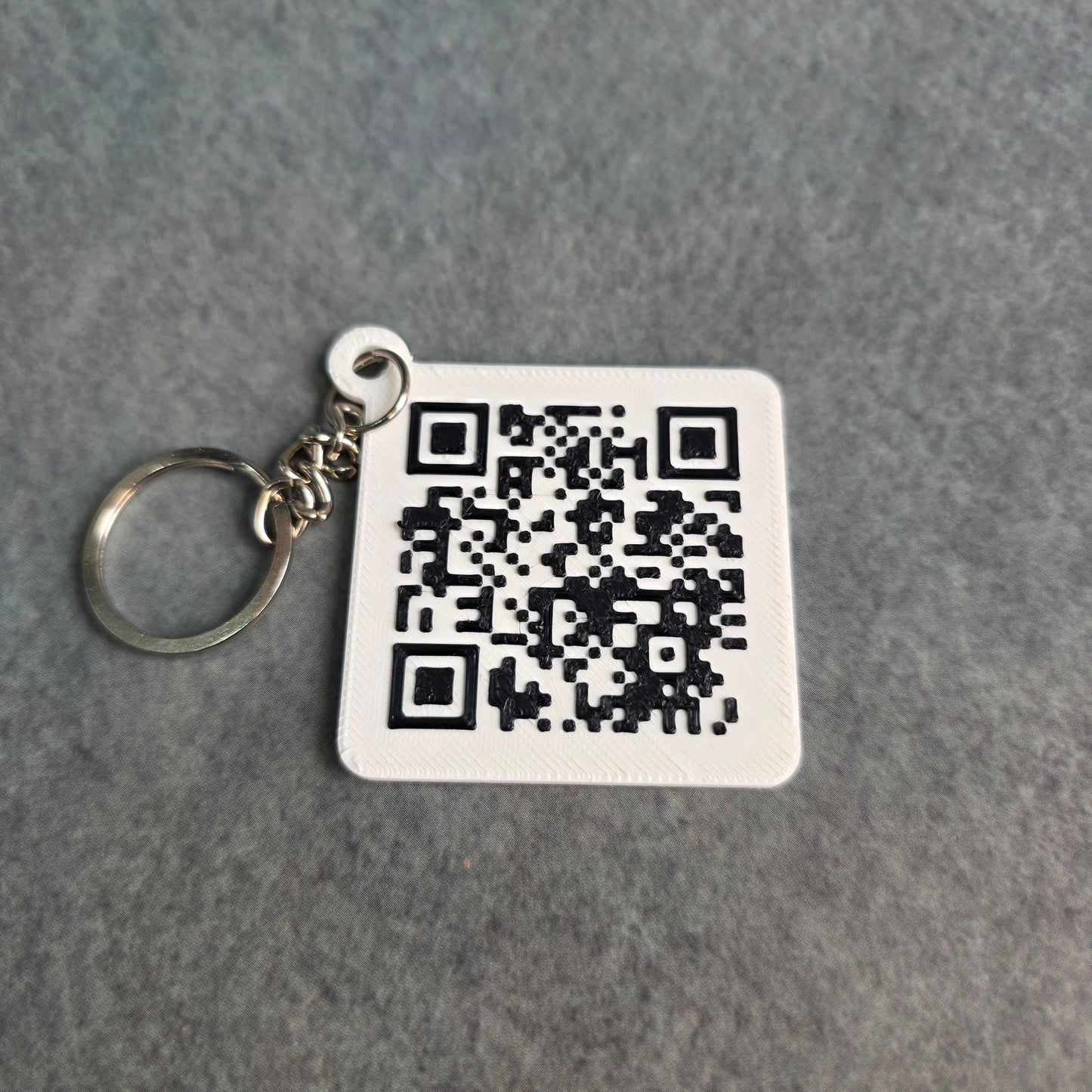Two-Tone Custom QR Code Keychain | Scannable Square Keyring