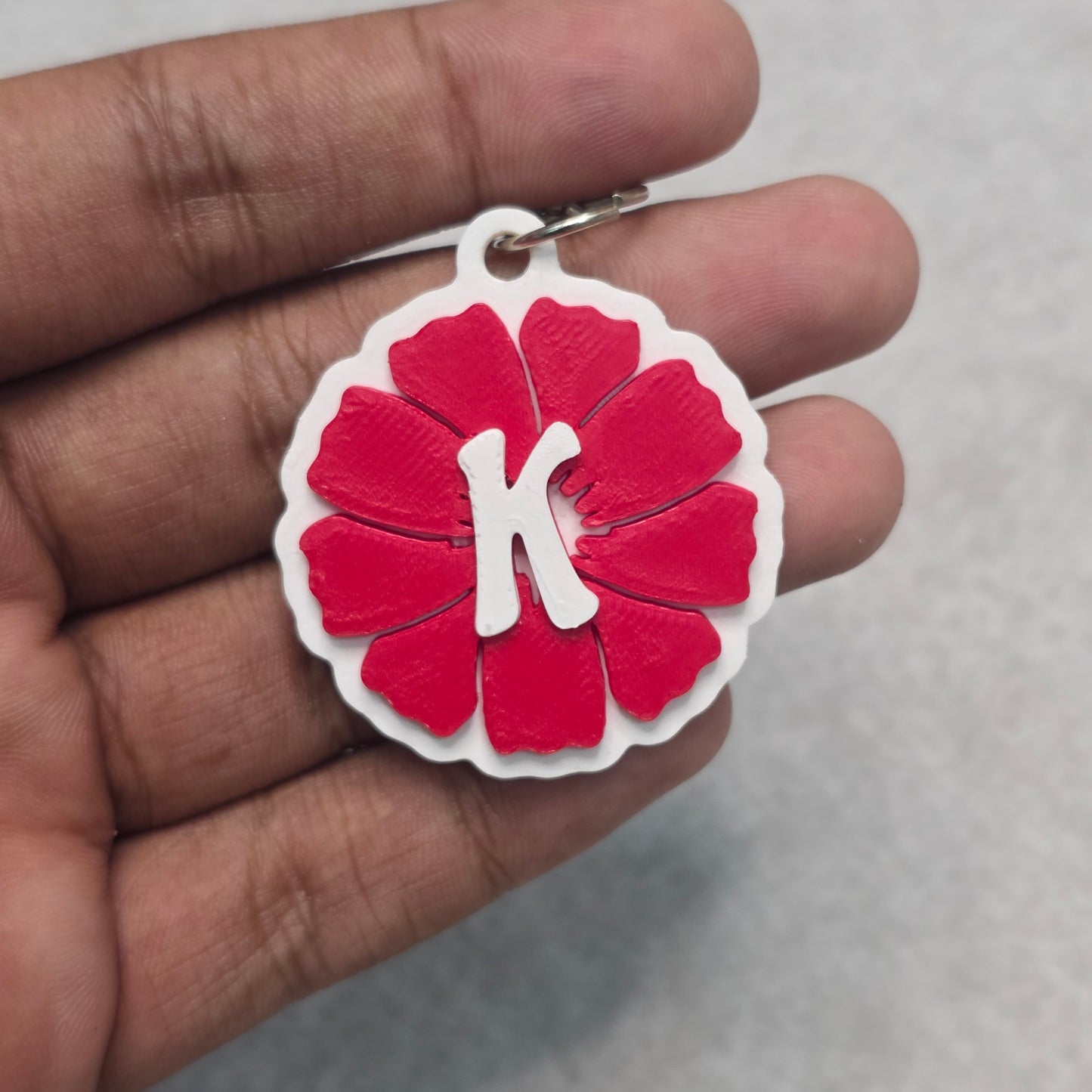 Carnation Flower Keychain with Initials | Carnation Bag Charm