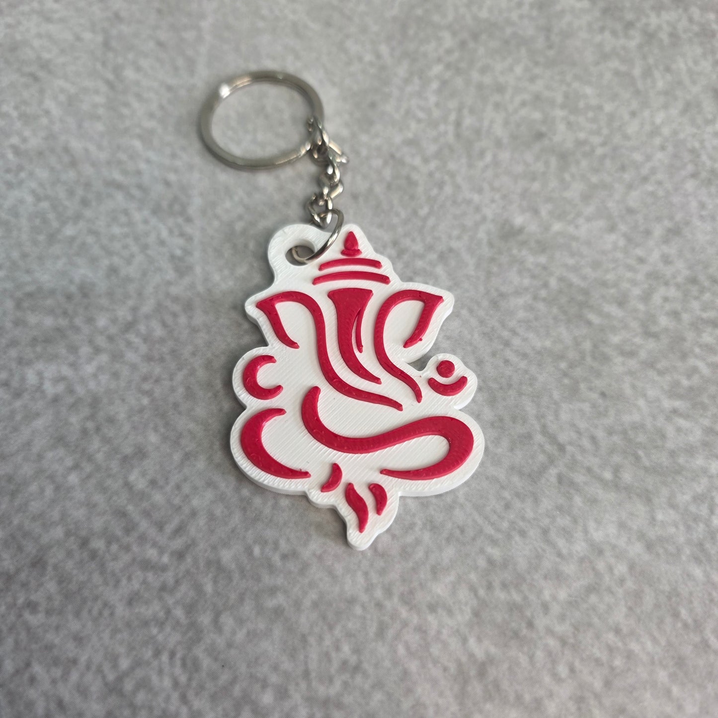 Brush Stroked Lord Ganesh Keychain | Two Tone Hindu God Ganpati Key Ring