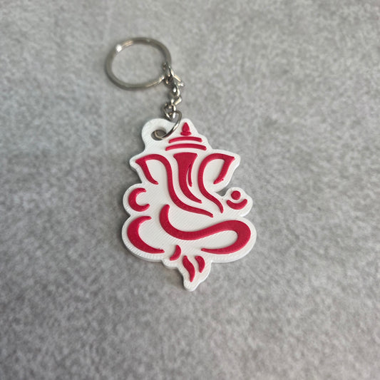 Brush Stroked Lord Ganesh Keychain | Two Tone Hindu God Ganpati Key Ring