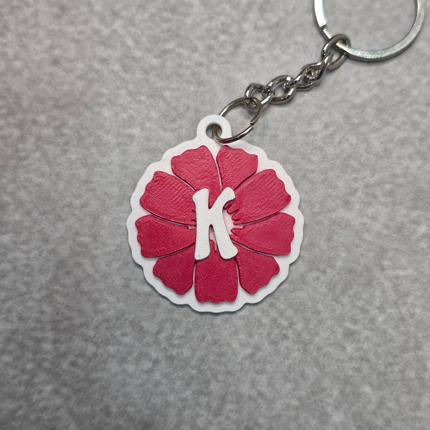Carnation Flower Keychain with Initials | Carnation Bag Charm
