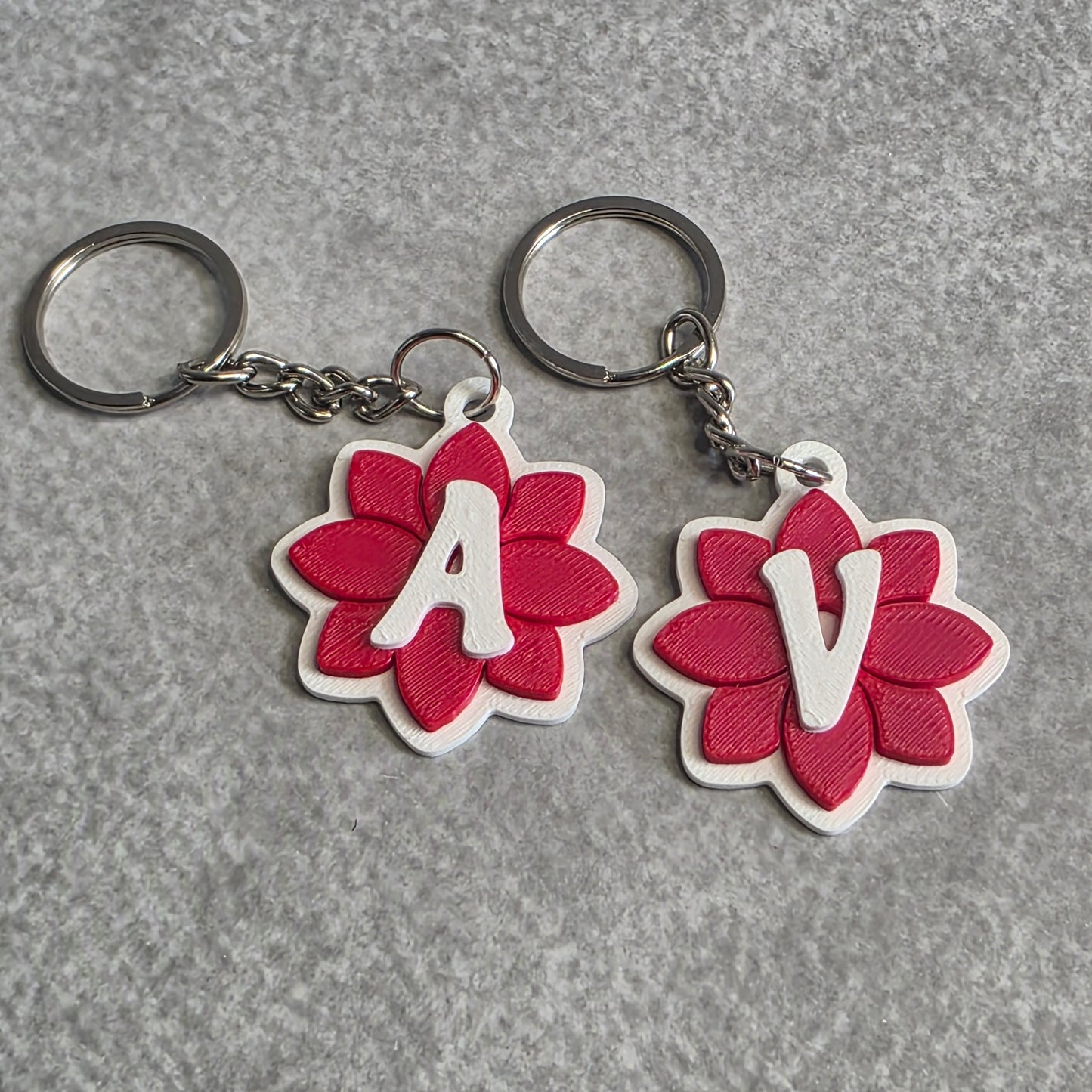 Lotus Flower Keychain with Initials | Lotus Bag Charm