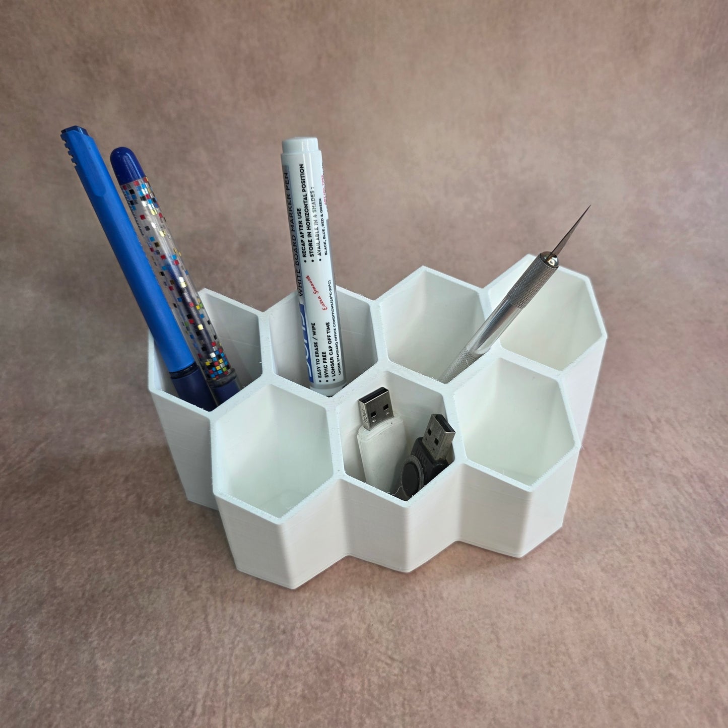 Honeycomb Pen Stand | 7 Compartment Hexagonal Desk Organizer