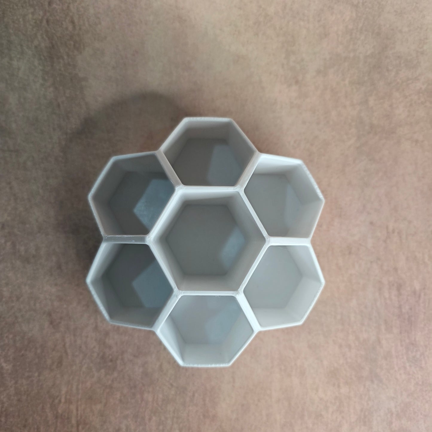 Round Honeycomb Pen Stand | 7 Compartment Hexagonal Desk Organizer