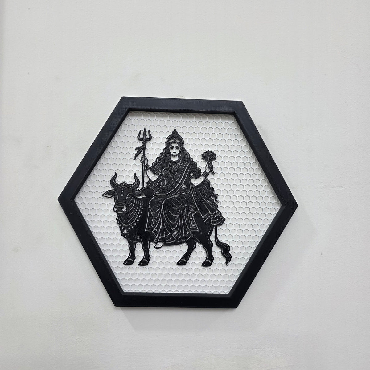 Maa Shailputri Navratri Hexagonal Net Frame | Hexagonal Wall Art