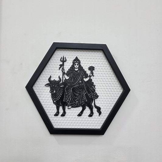 Maa Shailputri Navratri Hexagonal Net Frame | Hexagonal Wall Art