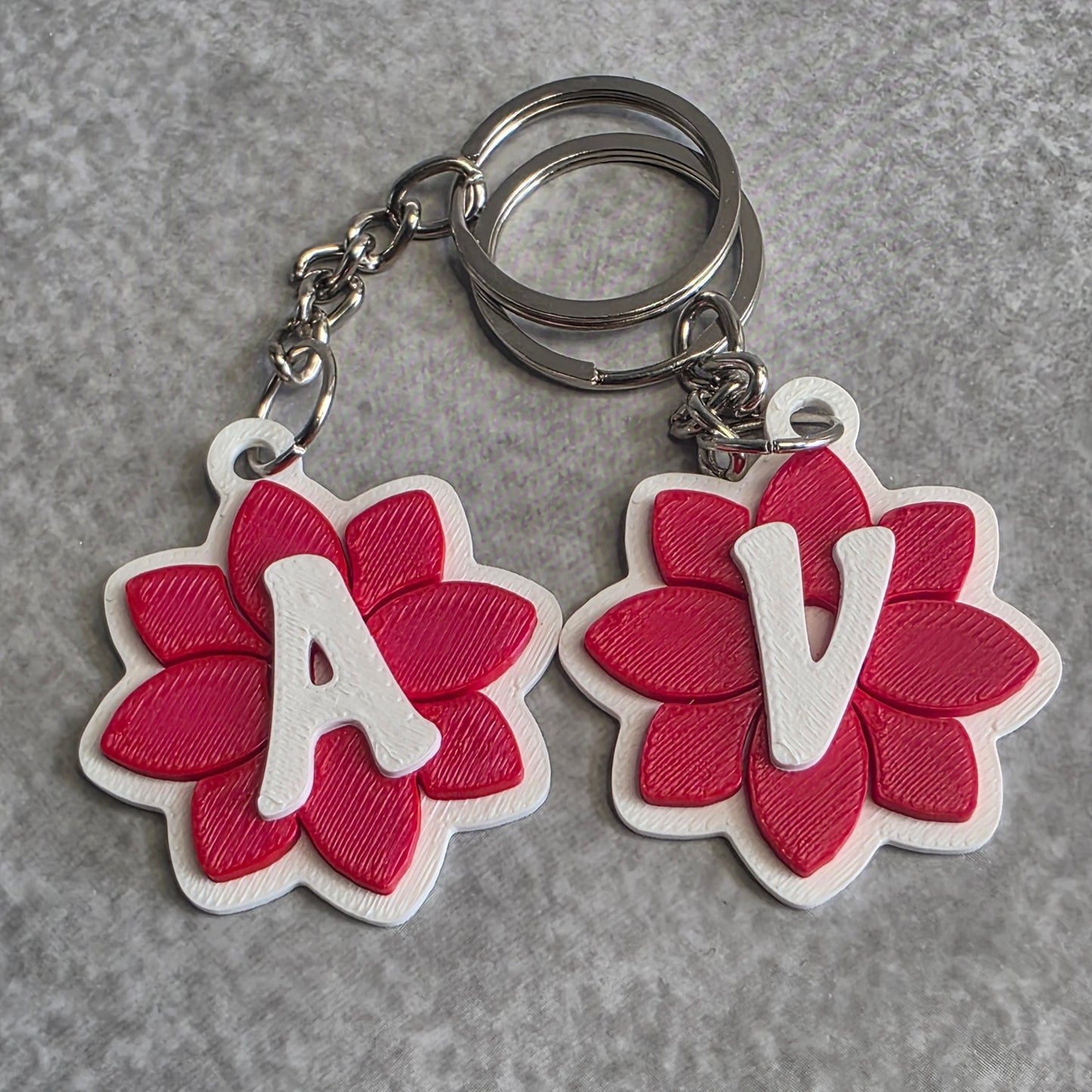 Lotus Flower Keychain with Initials | Lotus Bag Charm