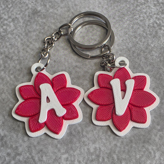 Lotus Flower Keychain with Initials | Lotus Bag Charm
