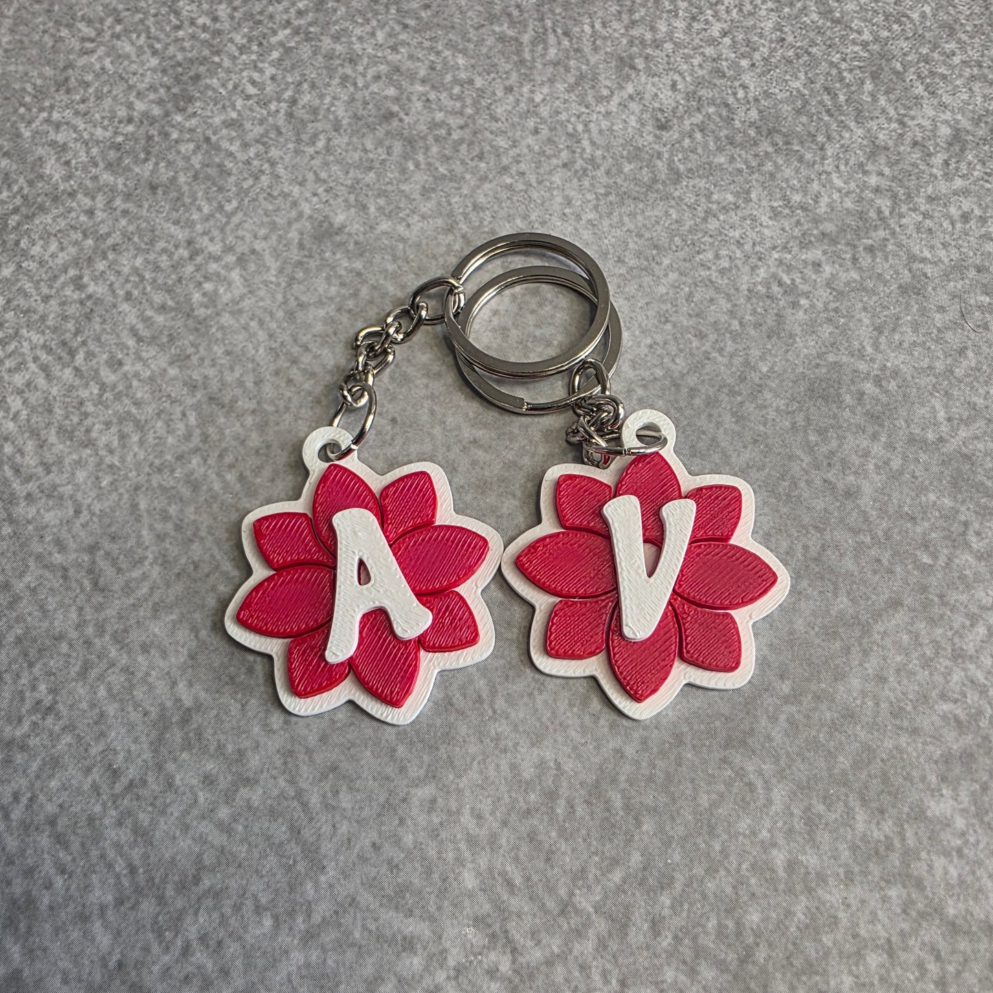 Lotus Flower Keychain with Initials | Lotus Bag Charm