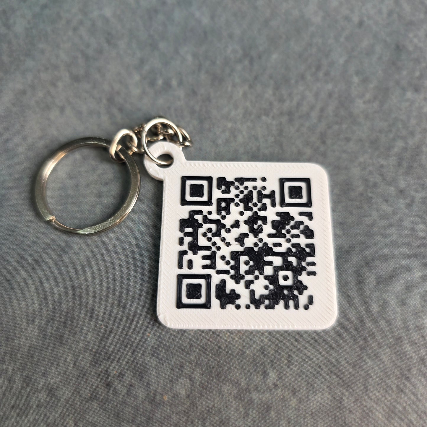 Two-Tone Custom QR Code Keychain | Scannable Square Keyring